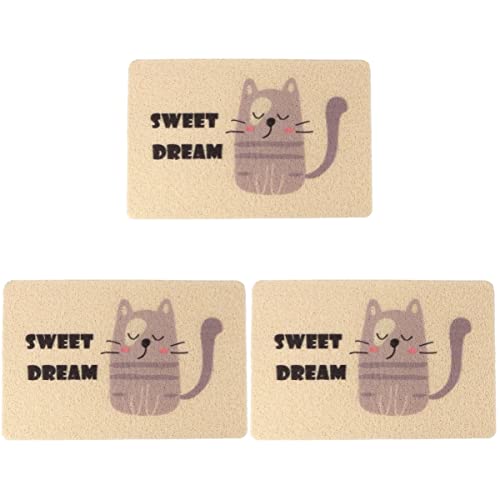  Mipcase Large Cat Litter Mat 3pcs Kittens Cats/Litter Food Cm Inch Pad Puppy Urine Dogs Mat Backing, Sleeping Pet, Kitten With Non- Fedding Mat, Mat- Proof Beige Scatter For Washable,