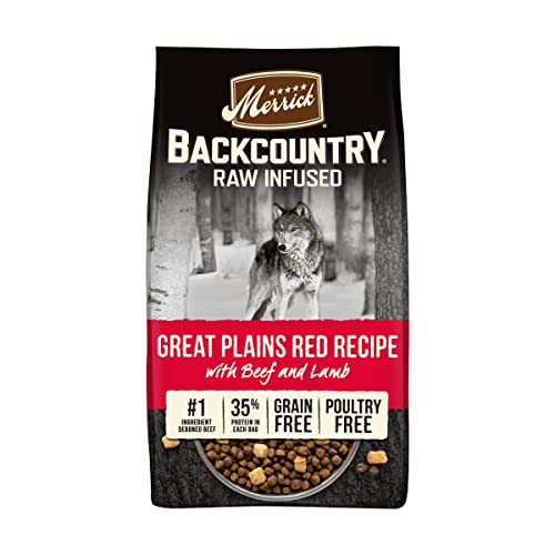  Merrick Backcountry Raw Infused Grain Free & With Healthy Grains Dry Dog Food,Great Plains Red Meat,4 Pound, 37074