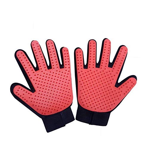  YangYan Cat Grooming Gloves Dog Hair Remover Gentle Deshedding Brush Comb Tool Pet Massage Mitt With Enhanced Long/Short Fur (Color : Red Pair, Size : One Size)