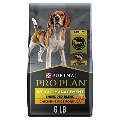  Purina Pro Plan Weight Management Dog Food, Shredded Blend Chicken & Rice Formula - 6 Lb. Bag