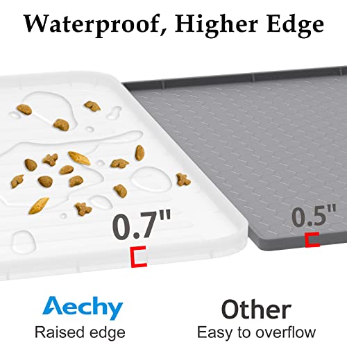  AECHY Dog Mat For Food And Water, Silicone Dog Food Mat With Pocket For Catches Spill And Residue, Multiple Sizes, Colors Dog Feeding Mat, Non Slip Cat Dog Water Bowl Mat With High Edges Cat Food Mat