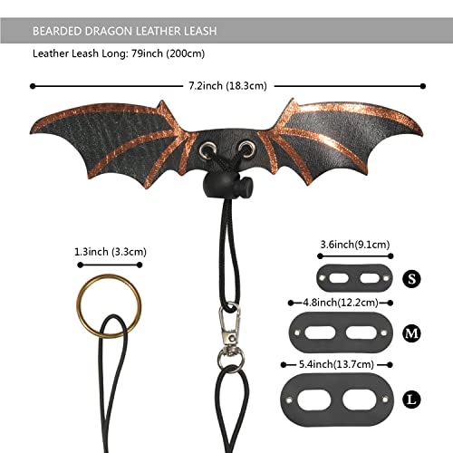  Bearded Dragon Leash & Leopard Pattern Carrier, Lizard Adjustable Harness With Leather Wings And Sling Bag, With Beardie's Leopard Pattern Coat, Reptile Small Pet Batwing Accessories For Outdoor