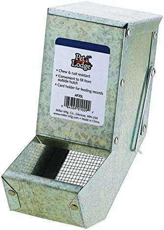 Pet Lodge® Steel Small Animal Feeder With Lid | Cage Rabbit Feeder | Holds Several Days Worth Of Food | 5 Inch