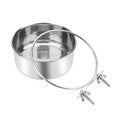  Wontee Pet Food Water Bowl With Clamp Holder Stainless Steel Feeding Cups Feeder For Dog Bird Parrot Cat Rabbit, 2 Packs (L)