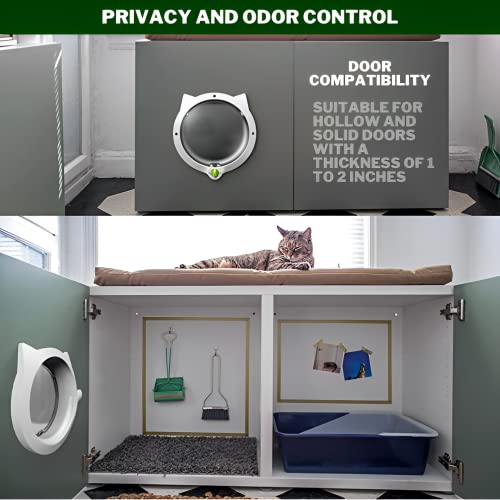 GENERIC CATDGET Cat Door, Exterior Cat Door, Security & Privacy, Pet Door, Exterior Or Interior Door, 4-Way Locking, Cat Design, No-Flap, Easy Install (Black)