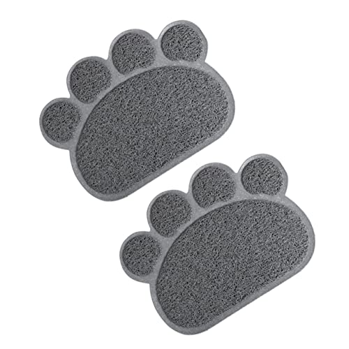  Hohopeti 2pcs Cat Mat Cat Litter Mat Dog Training Pads Puppy Washing Mat Anti-Skid Dog Pad Cat Drinking Bowl Pad PVC Food Mat Small Animals PVC Grey Water Proof Pet Feeding Mat Cat Food Pad