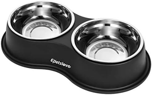  Dog Bowls Double Dog Water And Food Bowls Stainless Steel Bowls With Non-Slip Resin Station, Pet Feeder Bowls For Puppy Medium Dogs Cats (Green)