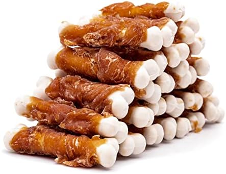  MON2SUN Dog Treats, Chicken Wrapped Calcium Dog Bones Without Rawhide, 2.3 Inch Training Treats For Teeth Cleaning And Fresh Breath, Dog Chews For Puppy And Small Dogs (56 Count - Pack Of 1)
