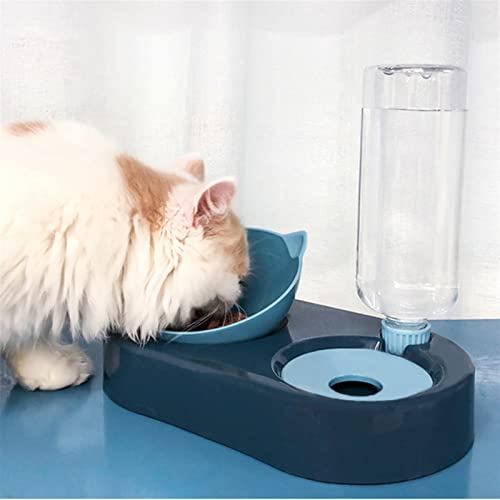  AYENCI Cat Automatic Water, Dog Food Bowl With Stand Automatic Water Storage Dispenser 2 In1 Pet Cat Food Bowl Water Bottle Pet Supplies Cat Food Container (Color : Pink)