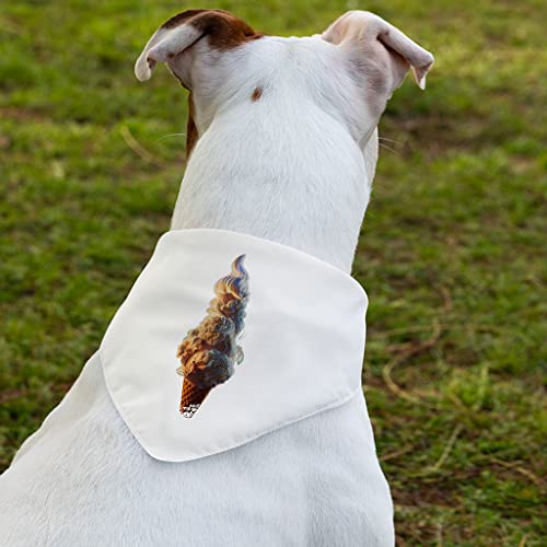 GENERIC Ice Cream Print Pet Bandana Collar - Food Design Scarf Collar - Illustration Dog Bandana - L
