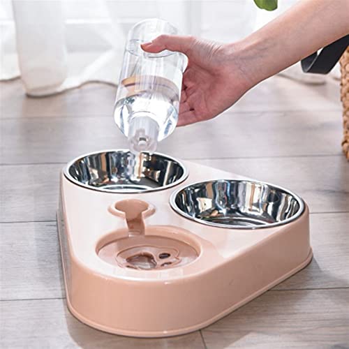  AYENCI Cat Automatic Water, 500ML Dog Bowl Cat Feeder Bowl With Dog Water Bottle Automatic Drinking Pet Bowl Cat Food Bowl Pet Stainless Steel Double 3 Bowl (Color : Navy Blue)