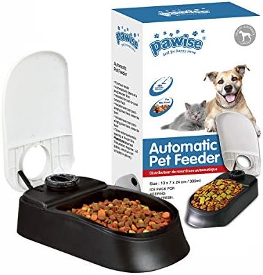  PAWISE Automatic Cat Feeders 2 Meal Automatic Dog Feeder,Dog/Cat Food Dispenser 1.5 Cups, Schedule Meal Or Treat, With 48-Hour Timer