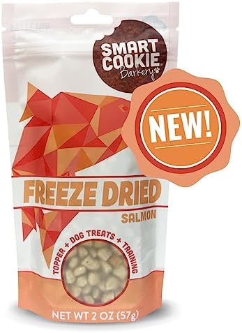  Smart Cookie Freeze Dried Salmon Bites - Single Ingredient Freeze Dried Salmon Treats For Dogs - Wild Caught Alaskan Salmon Dog Training Treats & Dog Food Topper - Made In USA - 2oz Bag, 3 Pack