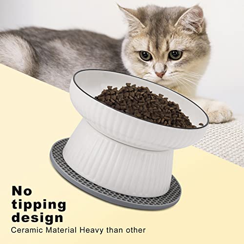  Large Elevated Cat Food Bowl,Raised Dog Bowl,Ceramic Raised Deep Water Bowl For Cats & Dogs,Stress Free Food Feeding Dish,Whisker Fatigue,Anti Vomiting,Non Tipping (Fishbone)