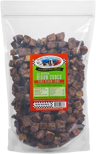  Bison Cubes: Pure Bison Dog Treats - All Natural Treats For Dogs. Vet Approved, Single Ingredient, Grain Free, Healthy & Nutritious Real Meat, Low Calorie Treats For Dogs (Bison Lung, 16oz)