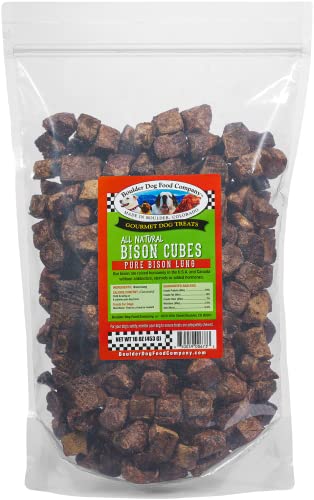  Bison Cubes: Pure Bison Dog Treats - All Natural Treats For Dogs. Vet Approved, Single Ingredient, Grain Free, Healthy & Nutritious Real Meat, Low Calorie Treats For Dogs (Bison Lung, 16oz)
