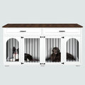  74.8" L*29.5" D*37.1" H Extra Large Dog Crate Furniture For 2 Dogs,Wooden Double Dog Crates Kennel Cage Furniture Style For Large Breed Dogs With Divider Drawers And Locks,White