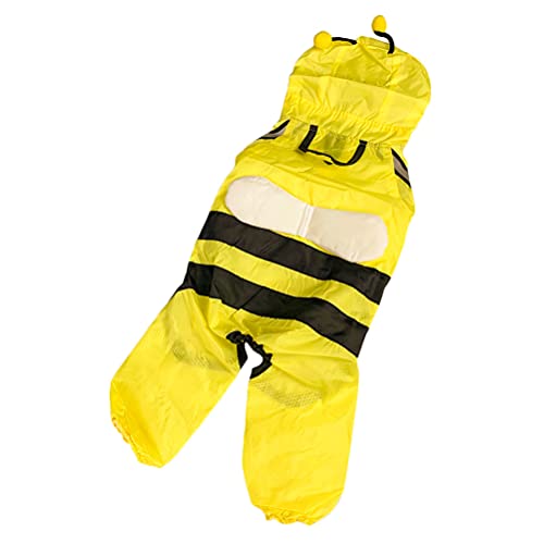  1 Pc Pet Bee Shaped Rain Slicker Hooded Raincoat Stylish Pet Raincoat For Dog Dog Sweater