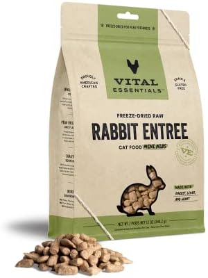  Vital Essentials Freeze Dried Cat Food, Beef & Chicken Mini Nibs 8 Oz