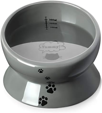  Y YHY Elevated Cat Food Bowl, Raised Pet Food And Water Bowl, Cat And Small Dog Bowl, Tilted Ceramic Cat Water Bowl No Spill,15oz, Dishwasher Safe