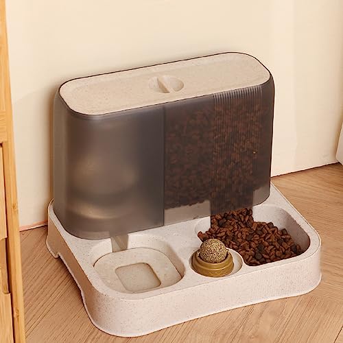  Automatic Pet Feeding Set, Small Dog And Cat Bowls For Food And Water, 1L Feeder And 2.8L Water Dispenser, Ideal For All Breed, 2-Pack（Grey）