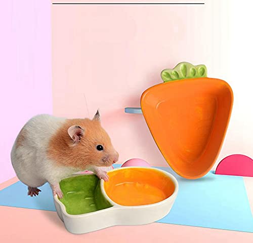  Rabbit Food Bowl - Ceramic Bunny Guinea Pig Hay Feeder Food Dish Water Bowl Chew Resistant Food Bowls Water Feeder For Rabbits, Guinea Pigs, Chinchilla, Ferrets (Big Carrot)