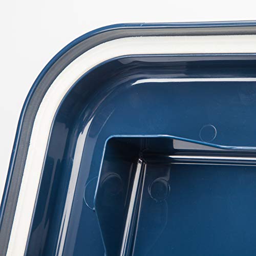  IRIS USA 50Lbs./69Qt. WeatherPro Airtight Pet Food Storage Container With Attachable Casters, For Dog Cat Bird And Other Pet Food Storage Bin, Keep Fresh, Translucent Body, Easy Mobility, Navy