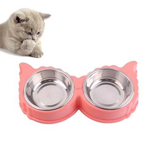  POPETPOP Portable Dog Bowl Portable Dog Bowl Puppy Dog Food Pet Feeder Stainless Steel Double Bowl Food Water Feeding Basin Tray For Pet Dog Cat () Portable Dog Bowl Metal Dog Bowls Metal Dog Bowls