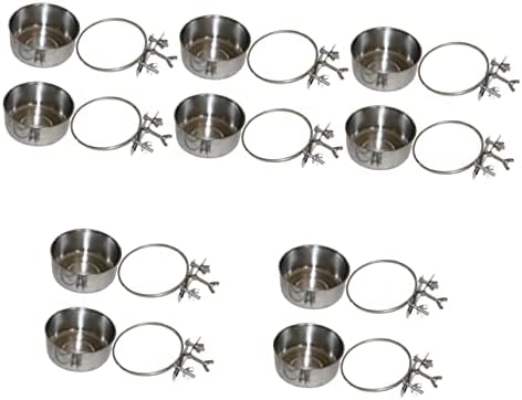  Bird Cage Mount Bowl Stainless Steel Dog Bowls 2pcs Feeder Silver Alloy Stainless Steel Rabbit Food Metal Bird Feeder