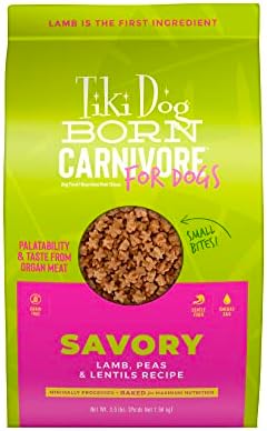  Tiki Dog Born Carnivore For Dogs, Savory Chicken, Peas & Lentils Recipe, Grain Free Baked Kibble For Maximum Nutrition, For Adult Dogs And All Size Breed Dogs, 3.5 Lbs Bag