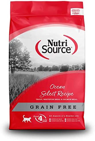  NutriSource Grain-Free Cat Food, Made With Ocean Select, Trout, Whitefish, And Salmon Meal, 6.6LB, Dry Cat Food