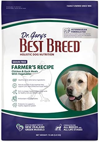  Best Breed Dr. Gary's Grain Free Farmer's Recipe Slow-Cooked In USA, Natural Dry Dog Food For All Breeds And Sizes, 4lbs.