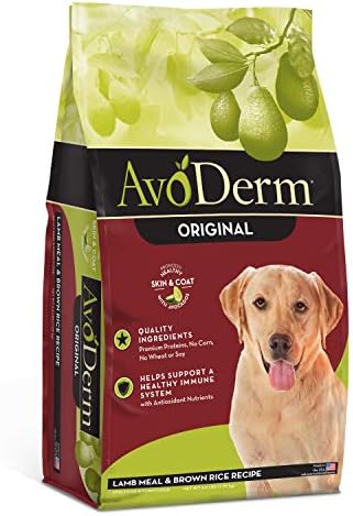  AvoDerm Natural Lamb Meal & Brown Rice Recipe Dry Dog Food, For Allergy Support, 26 Lb