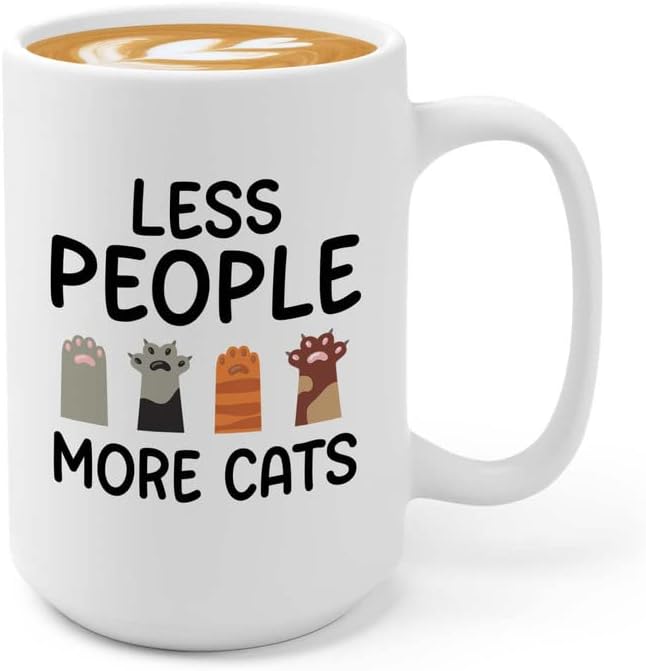  Flairy Land Cat Lady Coffee Mug 15oz Black - Passionate About Cats -Cat Paw Cat Parents Cat Mama Cat Lover Kitties Purr Feline Mom