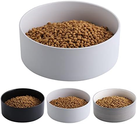  Addogyy Black Elevated/Raised Dog Bowl Ceramic With Wood Stand For Medium Large Breed,Dog Food Water Dish Heavy Wighted, Non Slip Modern Cute Porcelain Pet Bowl Extra Large