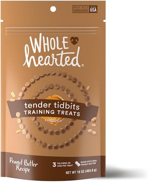  WholeHearted Grain-Free Tender Tidbits Peanut Butter Recipe Dog Training Treats, 16 Oz.