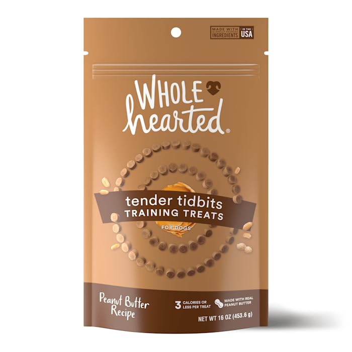  WholeHearted Grain-Free Tender Tidbits Peanut Butter Recipe Dog Training Treats, 16 Oz.