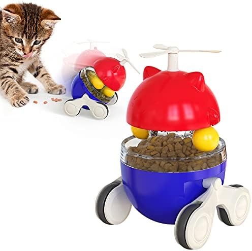  PUINGREN Cat Food Tumbler Toys Cat Food Dispenser Cat Treat Toys Cat Food Balance Ball,Cat Food Puzzle Feeder For Indoor Cats InteractiveToy Gift For Kitten/Dogs-USB Charging Cat Toys(Yellow)