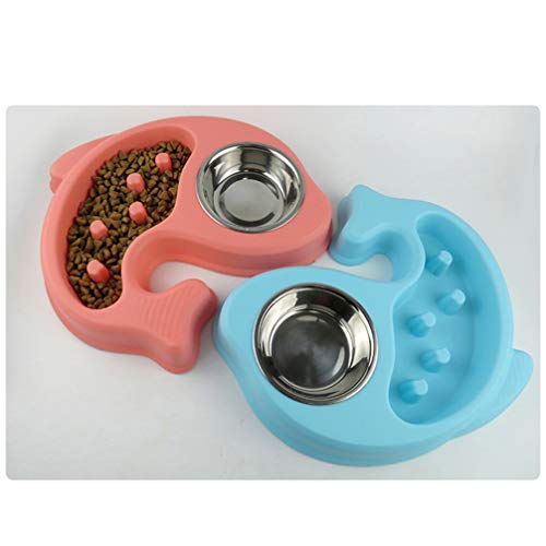  POPETPOP Puppy Feeder Slow Feeder Bowl Dog Anti-Choking Bowl Stainless Steel Drinking Water Bowl Dog Food Feeder (Sky-Blue) Doggie Toys