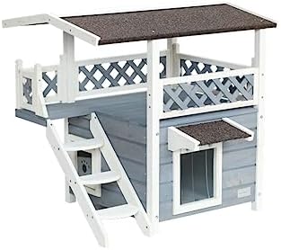  ACQUIRE Cat House For Outdoor Cats Weatherproof With Escape Door For Outdoor Backyard Gardens