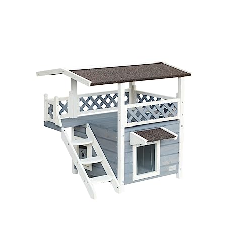  ACQUIRE Cat House For Outdoor Cats Weatherproof With Escape Door For Outdoor Backyard Gardens