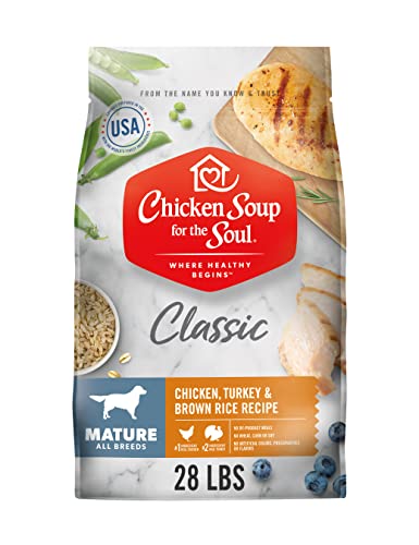  Chicken Soup For The Soul Mature Dog Food, Chicken, Turkey & Brown Rice Recipe, 28 Lb. Bag | Soy Free, Corn Free, Wheat Free | Dry Dog Food Made With Real Ingredients, 101029