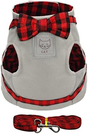  Kuntrona Cat Kitten Harness Nylon Puppy Small Dogs Vest Bowknot Cats Pet Harnesses And Leash Set Light Grey M