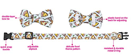  Gyapet Dog Collar For Large Dogs Medium Bowtie Detachable Adjustable Cute Cartoon Quick Release Snap Pizza L