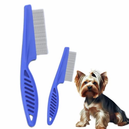  Zentric Pet Comb, Multifunctional Pet Hair Comb Flea And Tear Stain Removal, Dog Lice Comb, Flea Brush For Cats, Fine-Toothed Flea Comb For Long & Short Hair Pet (2 Sets-White)