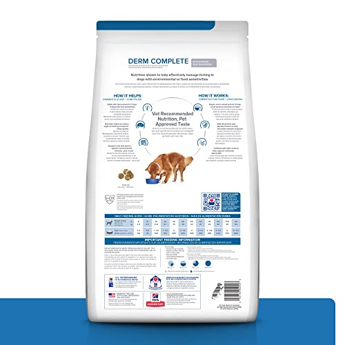  Hill's Prescription Diet Derm Complete Skin & Food Sensitivities Dry Dog Food, Veterinary Diet, 6.5 Lb. Bag