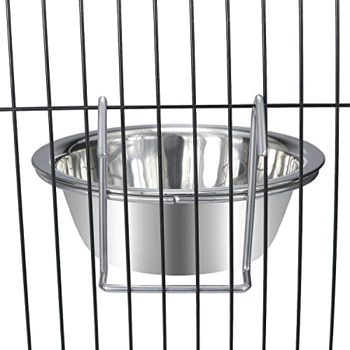  Wontee Pet Bowl Stainless Steel Hanging Food Water Bowls Bird Cage Feeder For Birds, Parrots, Small Sized Dogs And Cats (S+M+L)