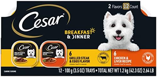  CESAR Adult Soft Wet Dog Food Steak Lovers Variety Pack With Real Meat, (36) 3.5 Oz. Trays
