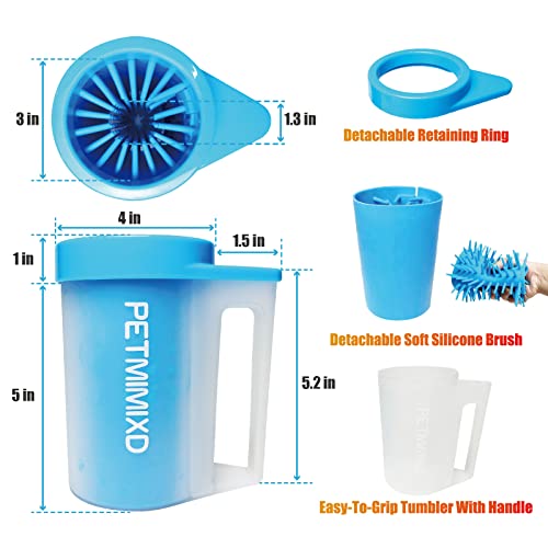  PETMIMIXD Dog Paw Cleaner For Dogs,Dog Paw Washer With Handle,Mudbuster Portable Pet Paw Cleaner, Medium, Blue