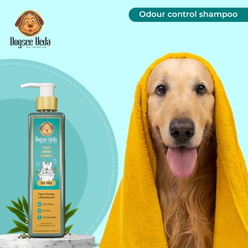  Dogsee Veda Odour Control Tea Tree Dog Shampoo | 100% Natural And Paraben Free | Ayurvedic | Cruelty-Free | Controls Odour, Fights Microbes And Refreshes Skin - 6.75 Fl.oz